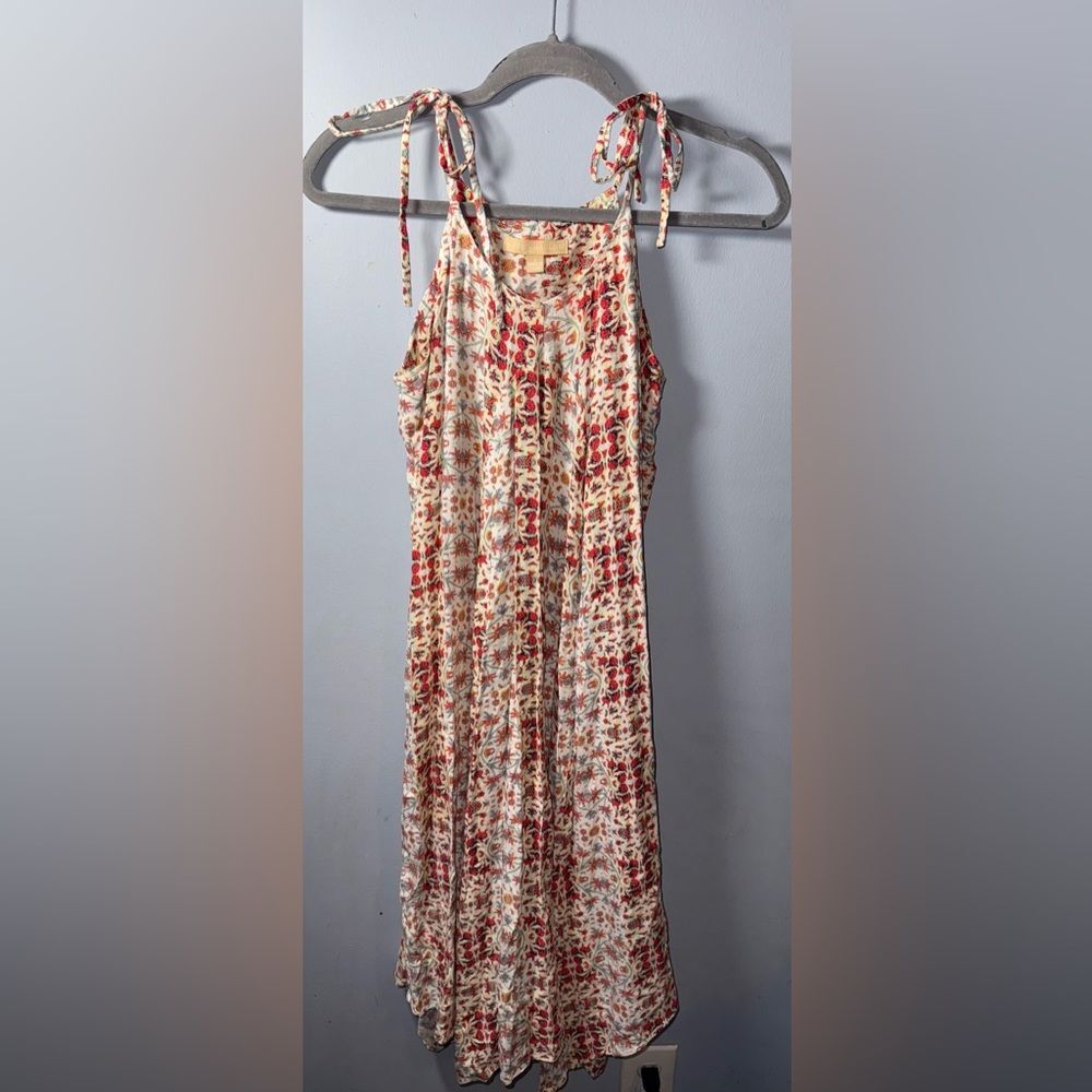 Hope & Harlow Asymmetrical Boho cottagcore Printed Tie Strap Dress Size 4 EUC